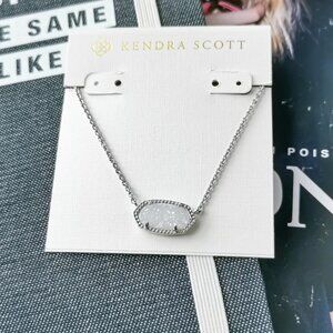 New Silver Kendra Scott Elisa Iridescent Drusy Pendant Necklace
